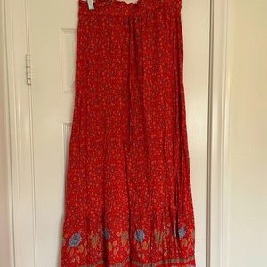 Red floral maxi skirt